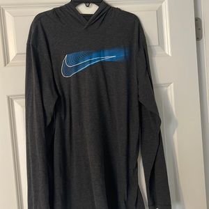 Long sleeve, gray blue, Nike check, hooded, pull over